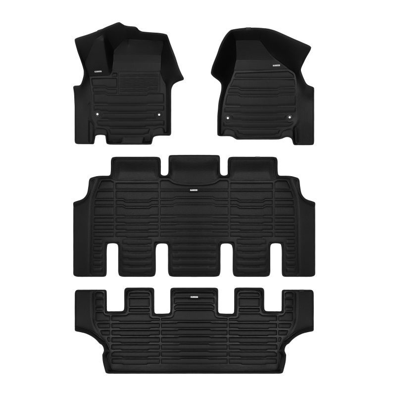 A set of black TuxMat car floor mats for Chrysler Pacifica models.