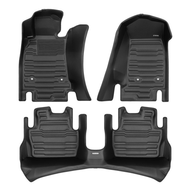 A set of black TuxMat car floor mats for Cadillac CT4 models.