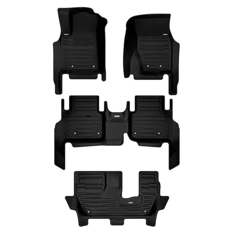 A set of black TuxMat car floor mats for Jeep Grand Cherokee L models.