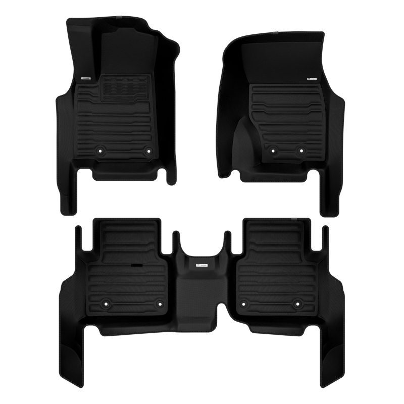 A set of black TuxMat car floor mats for Jeep Grand Cherokee L models.