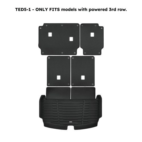 A set of black TuxMat trunk mats for Jeep Grand Cherokee L models.