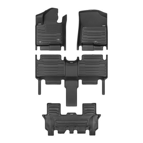 A set of black TuxMat car floor mats for Kia Sorento models.