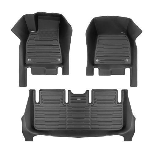 A set of black TuxMat car floor mats for Tesla Model S models.