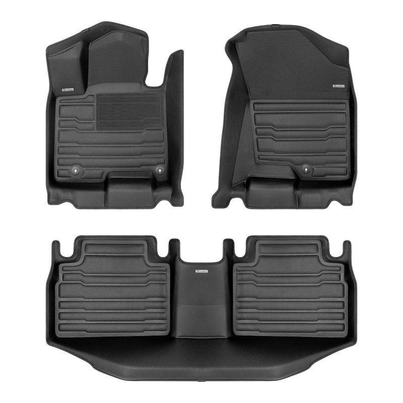 A set of black TuxMat car floor mats for Hyundai Tucson models.