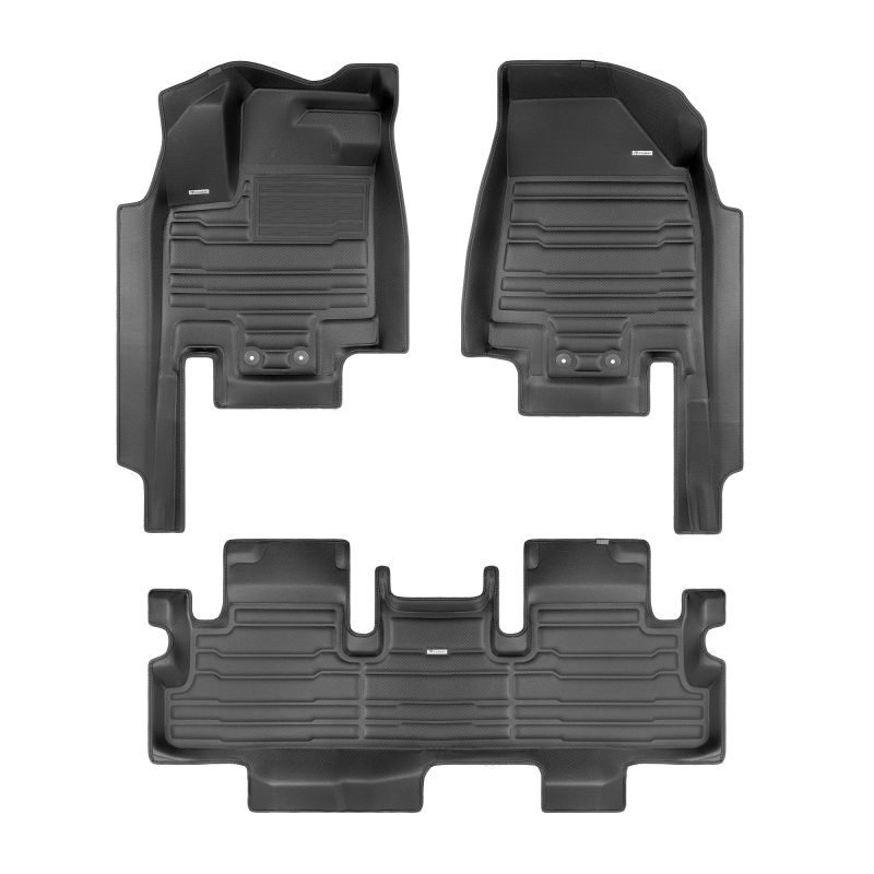 A set of black TuxMat car floor mats for Infiniti QX60 models.