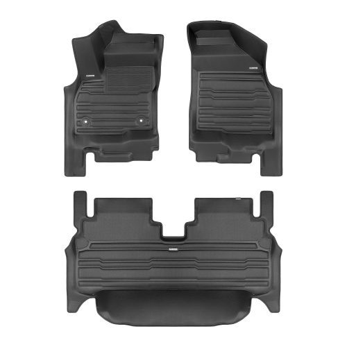 A set of black TuxMat car floor mats for Chevrolet Bolt EUV models.