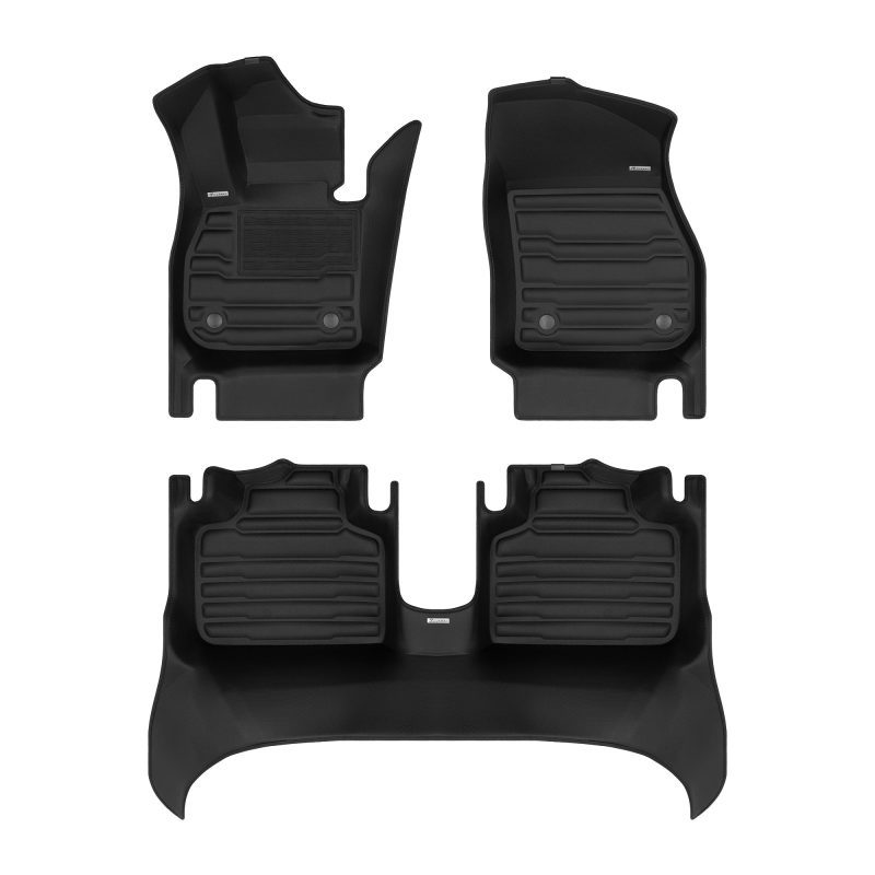 A set of black TuxMat car floor mats for Mini Countryman models.