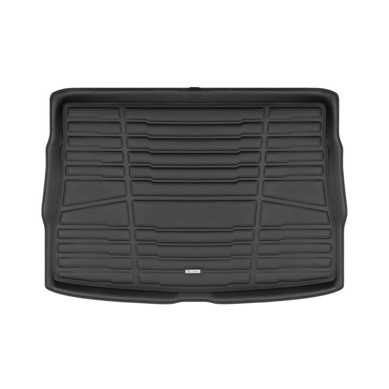 A set of black TuxMat trunk mats for Volkswagen Golf models.