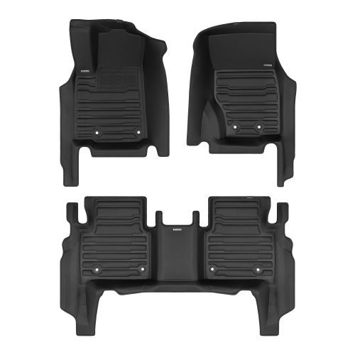 A set of black TuxMat car floor mats for Jeep Grand Cherokee models.