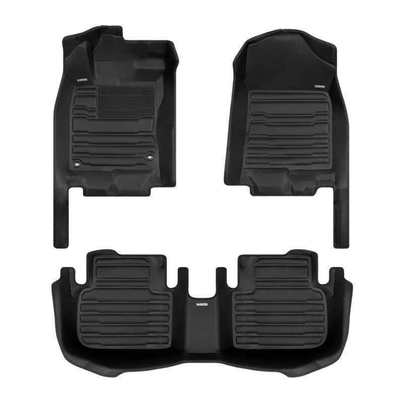 A set of black TuxMat car floor mats for Honda Civic models.