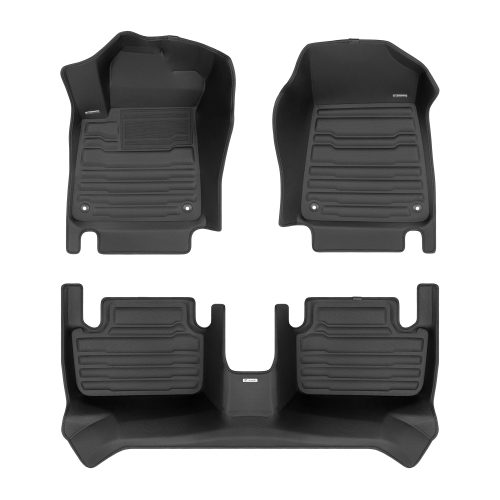 A set of black TuxMat car floor mats for Polestar 2 models.