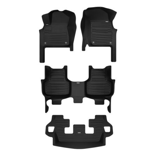 A set of black TuxMat car floor mats for Audi Q7 models.