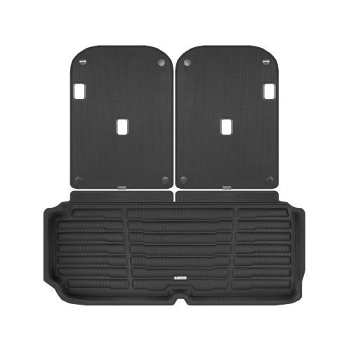 A set of black TuxMat trunk mats for Tesla Model X models.