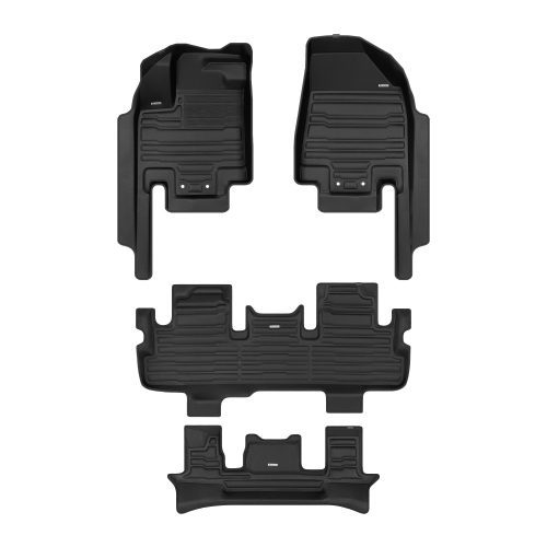 A set of black TuxMat car floor mats for Nissan Pathfinder models.