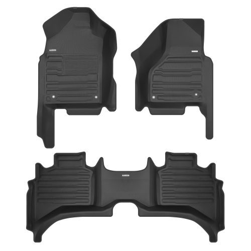 A set of black TuxMat car floor mats for Dodge Ram 1500 models.