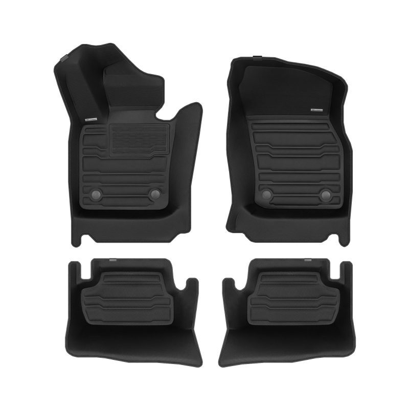 A set of black TuxMat car floor mats for Mini Cooper models.