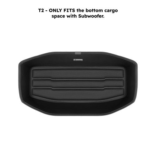 A set of black TuxMat trunk mats for Subaru Solterra models.