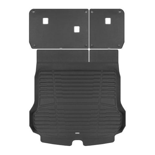 A set of black TuxMat trunk mats for Jeep Grand Cherokee 4xe models.