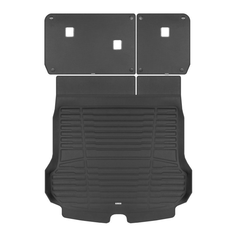 A set of black TuxMat trunk mats for Jeep Grand Cherokee 4xe models.