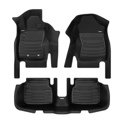 A set of black TuxMat car floor mats for Subaru Crosstrek models.