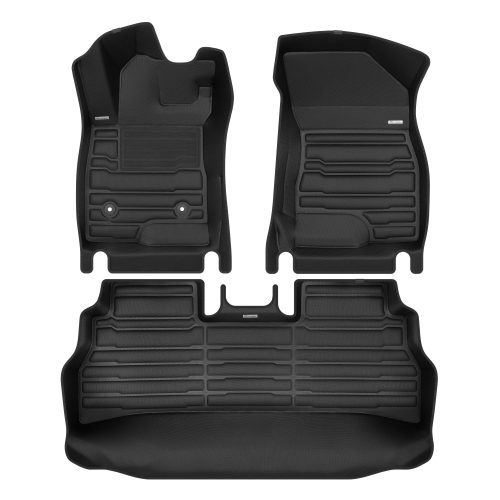 A set of black TuxMat car floor mats for Chevrolet Trax models.