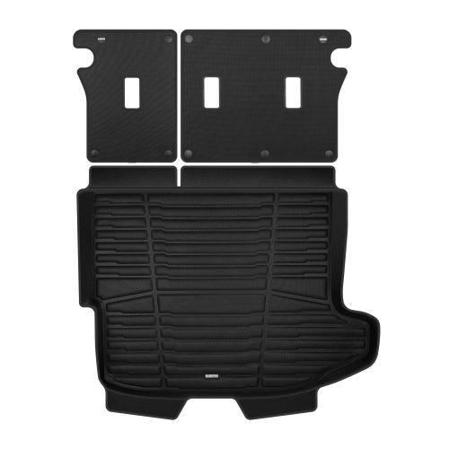 A set of black TuxMat trunk mats for Chevrolet Trax models.