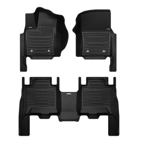 A set of black TuxMat car floor mats for Toyota Sequoia models.