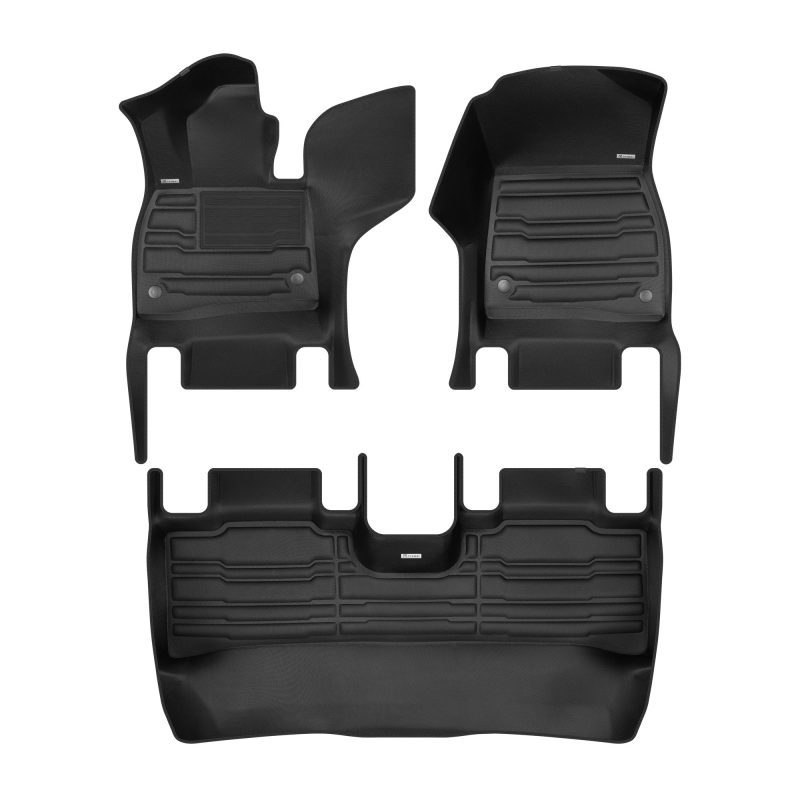 A set of black TuxMat car floor mats for Mercedes-Benz EQE models.