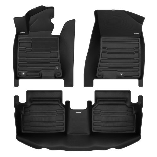 A set of black TuxMat car floor mats for Hyundai Sonata models.