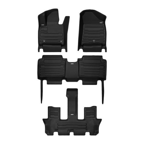 A set of black TuxMat car floor mats for Hyundai Santa Fe models.