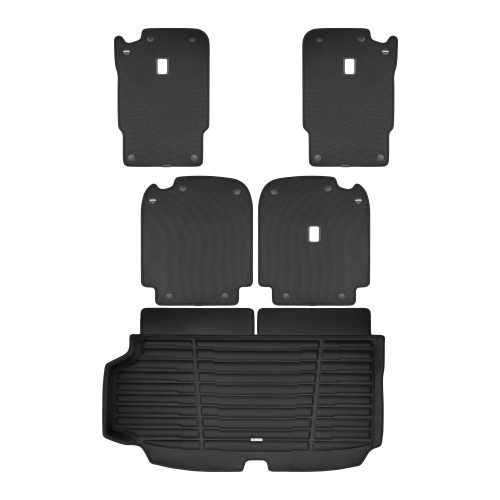 A set of black TuxMat car trunk mats for Volvo XC90 Recharge models.