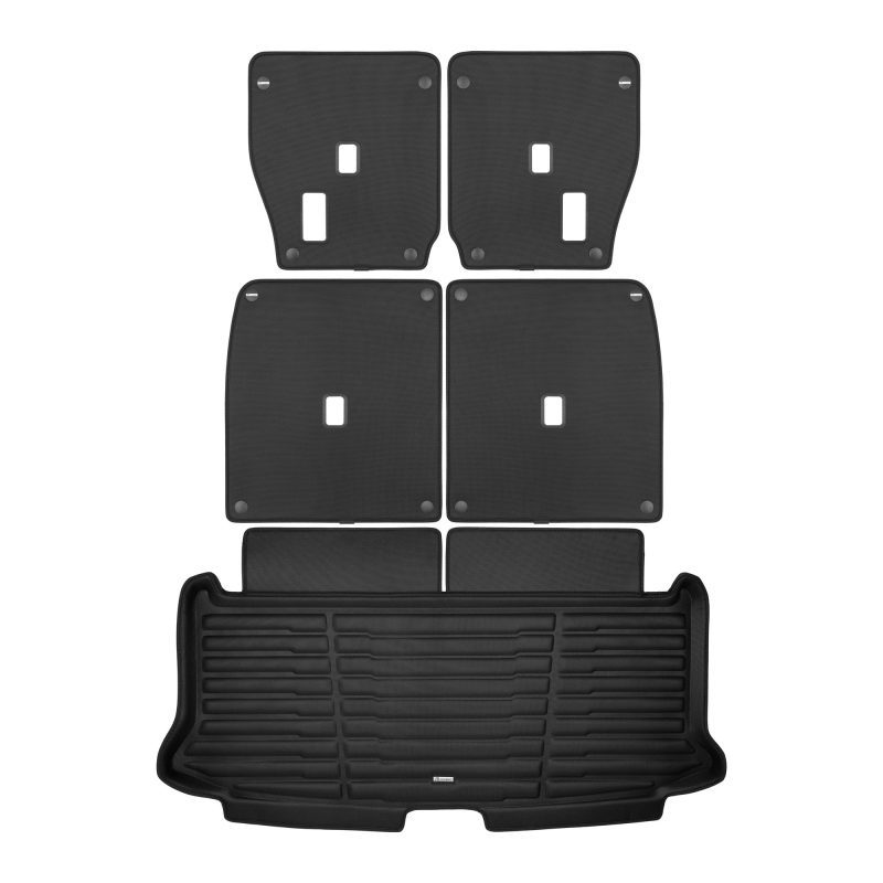 A set of black TuxMat car trunk mats for Lexus TX models.