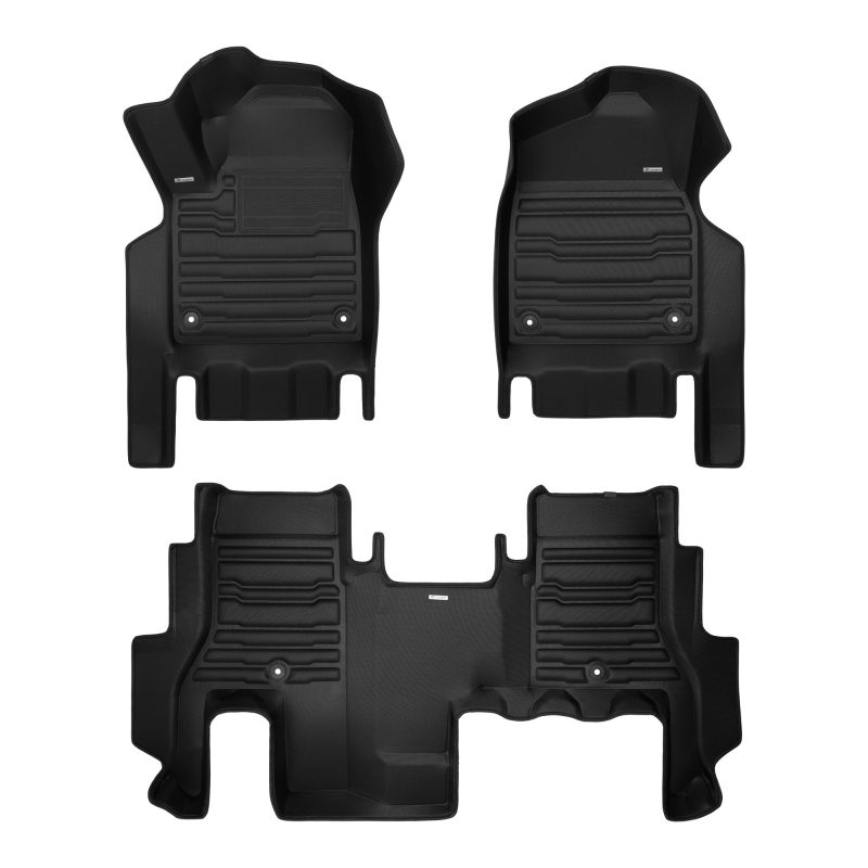 A set of black TuxMat car floor mats for GMC Hummer EV models.