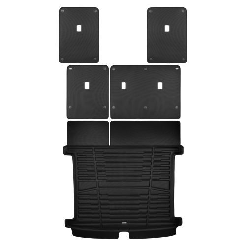 A set of black TuxMat trunk mats for Jeep Grand Wagoneer L models.