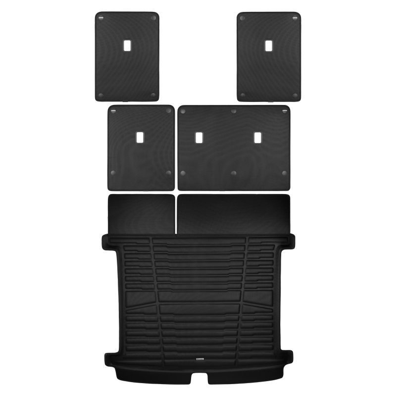 A set of black TuxMat trunk mats for Jeep Grand Wagoneer L models.