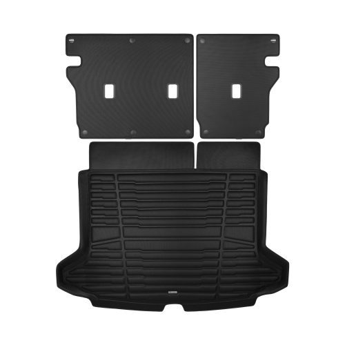 A set of black TuxMat trunk mats for Chevrolet Blazer EV models.