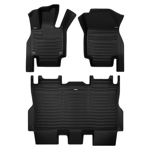 A set of black TuxMat car floor mats for Tesla Cybertruck models.