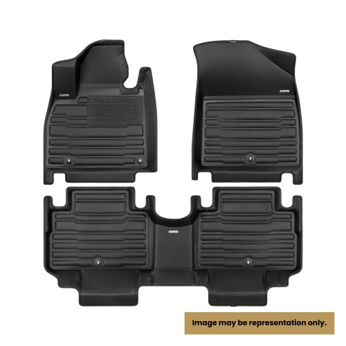 A set of black TuxMat car floor mats for Lincoln Nautilus models.