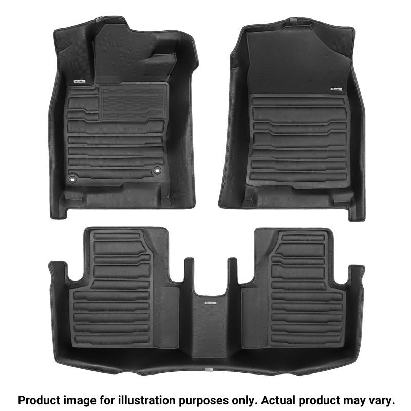 A set of black TuxMat car floor mats for Mercedes-Benz GLC models.