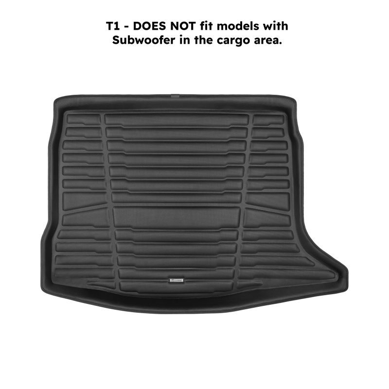 A set of black TuxMat trunk mats for Nissan Leaf models.