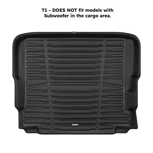 A set of black TuxMat trunk mats for Jeep Wrangler models.