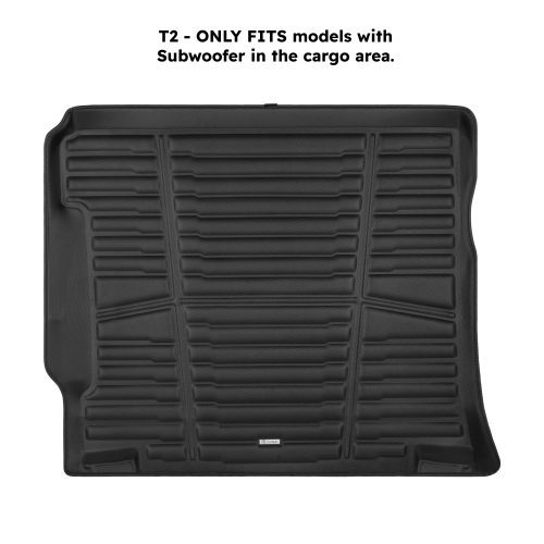 A set of black TuxMat trunk mats for Jeep Wrangler models.