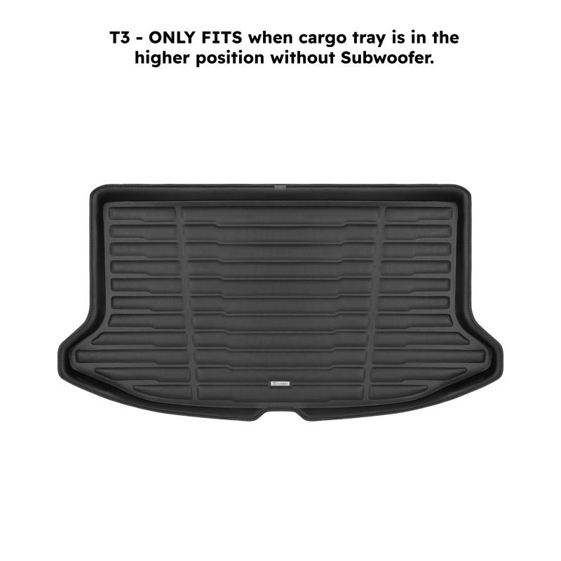 A set of black TuxMat trunk mats for Kia Soul models.