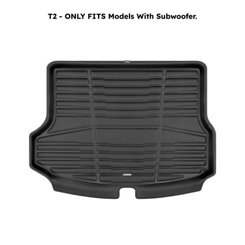 A set of black TuxMat trunk mats for Kia Seltos models.